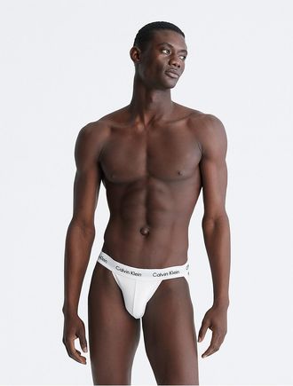 Calvin Klein Mens Cotton Stretch Deconstructed Jock Strap Thong Hybrid - White - XL