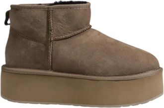 Emu Leren Damesschoenen Herfst/Winter Collectie - Dames - Winterlaarzen - Beige - 37 EU - Leer - Schoenen