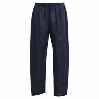 Mansur Gavriel Drawstring Straight Leg Pants in Navy Blue Linen