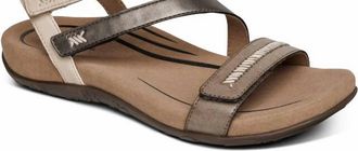 Aetrex Womens Gabby Strap Sandal In Stone Multi