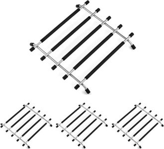 OEM Sous-plat M&eacute;tallique - Acier Au Carbone Noir - 20 X 20 Cm - Pieds Antid&eacute;rapants En Caoutchouc - Lot De 4