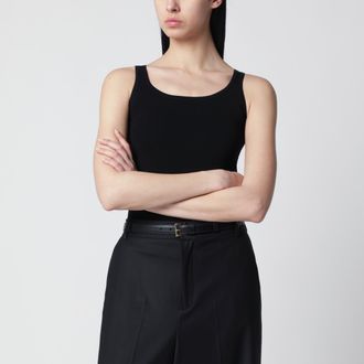 Max Mara Sleeveless viscose cr&ecirc;pe knit top in black