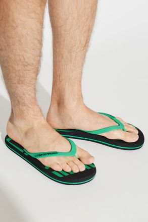 Emporio Armani Rubber Flip-flops With Logo, Mens, Green
