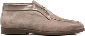 Santoni Natural Suede and Leather Desert Boot - Heren - Veterlaarzen - Beige - 42 EU - Leer - Schoenen