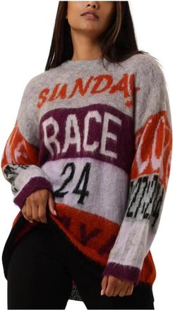 Amaya Amsterdam Race Sweater Dames Trui Grijs - Dames - Ronde hals truien - Veelkleurig - S - Truien & Vesten