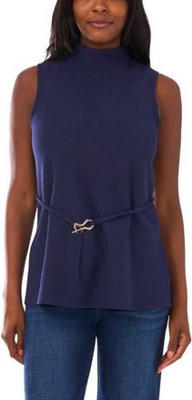 Vince Camuto Sleeveless Belted Mock Neck Top in Classic Navy at Nordstrom, Size X-Small