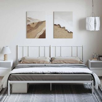 Berkfield Home Metal Bed Frame with Headboard White 193x203 cm