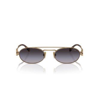 Miu Miu 0mu 54zs Oval-Shaped Gold Metal Frame Sunglasses