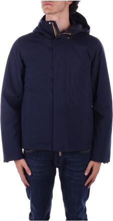 K-Way Hooded Zip Coat met Zakken - Heren - Zomerjassen - Blauw - XL - Polyester - Jassen