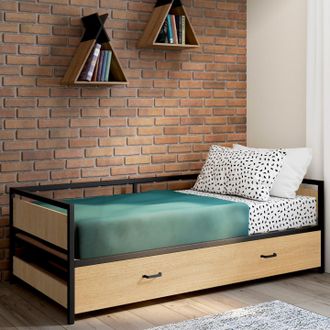 IDMarket Banco Cama 90 X 190 Cm Detroit Convertible 180 X 190 Cm Estilo Industrial