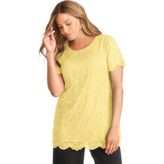Jessica London Stretch Lace Tunic in Butter at Nordstrom, Size 12