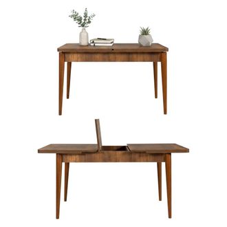 Dmora Mesa Extensible Atsula, Consola Con Extensiones, Mesa De Comedor Multiusos, Estante De Cocina Extensible, 130x80h77 Cm, Nuez, Con Embalaje Reforzado -