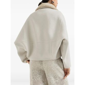 Brunello Cucinelli Virgin Wool and Cashmere with Monili Jacket - Beige
