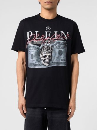 Philipp Plein T-shirt in cotone con stampa teschio impreziosita da strass