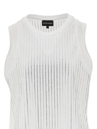 Emporio Armani Perforated Cotton Tank Top - White