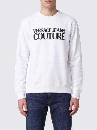 Versace Jeans Couture Felpa girocollo in cotone bicolore con logo a contrasto