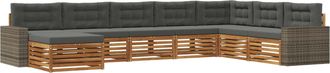 vidaXL Conjunto De Sof&aacute;s De Exterior 8 Uds. Natural Y Antracita Vidaxl