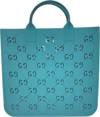 Gucci Turquoise Gg Supreme Tote Bag (Pre-Owned)