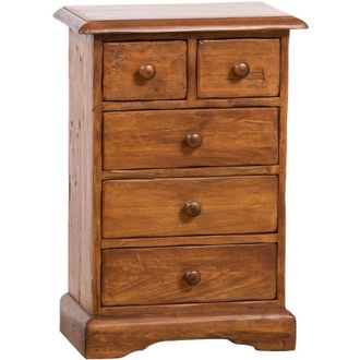 Biscottini International Country-style solid lime wood walnut finish W51XDP30XH74 cm sized bedside table.. Made in Italy