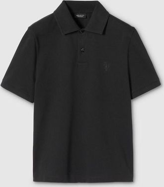 Gucci Cotton Piquet Polo Shirt With Embroidery, Size XXXL, Black, Ready-to-wear