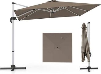 Costway Sombrilla Terraza Exterior rectangular con Base 3x3m, Parasol Jardin Excentrico, Rotación de 360°, Inclinación Ajustable, Guarda Sol Jardin Exterior
