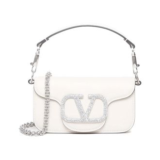 Valentino Garavani Tassen, Dames, Wit, ONE Size, Leer, Loc&ograve; Kleine Schoudertas