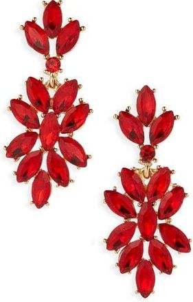 Cara Crystal Leaf Drop Earrings in Gold/Red at Nordstrom Rack