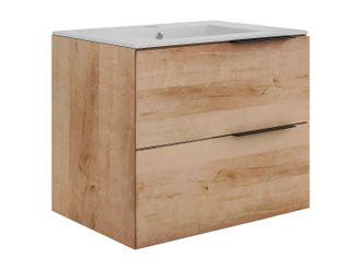 Vente-Unique Mueble de ba&ntilde;o suspendido con lavabo empotrado - Natural claro - 60 cm - NISAYA