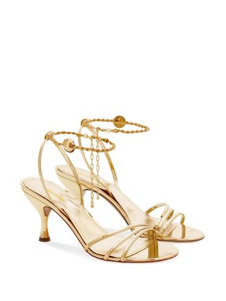 Ferragamo Ankle-Chain 70mm Sandal - Gold