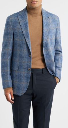 Jack Victor McAllen Blue Windowpane Check Soft Constructed Alpaca & Wool Blend Sport Coat at Nordstrom, Size 42 Regular