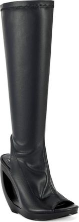 Azalea Wang Ilyssa Peep Toe Boot in Black at Nordstrom, Size 8.5