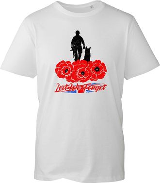 Generic Lest We Forget Flower T-Shirt, British Arm Remembrance Day Unisex Kids Adults Top (White, 3 Years)