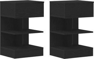 vidaXL Vidaxl - Bedside Cabinet 2 pcs Black oak 40 x 35 x 65 cm Engineered wood