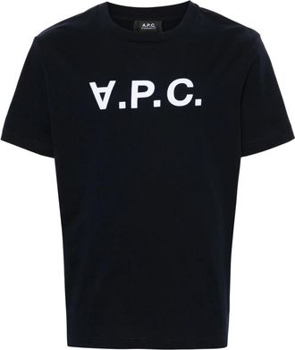 A.P.C. Blauw Crew Neck Katoenen T-shirt - Heren - T-shirts - Blauw - S - Katoen - Tops