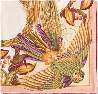 Ferragamo Accessoires, Dames, Veelkleurig, ONE Size, Parrots Print Silk Foulard