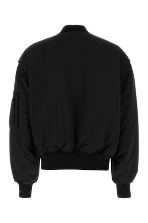 Entire studios Unisex Black Stretch Polyester Blend Bomber Jacket Blackwool Giubbini