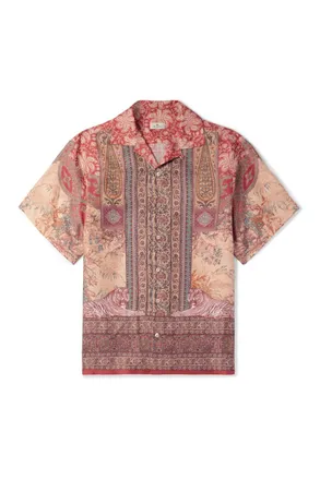 Etro Convertible-Collar Printed Silk-Twill Shirt