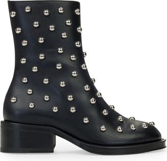 Lanvin BLACK/SILVER ZIPPEES AVEC CLOUS ANKLE BOOTS