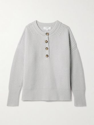 La Ligne Pullover Henley In Cashmere A Coste Toujours - Grigio