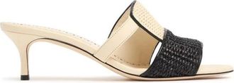 Manolo Blahnik Heeled Mules, female, Beige, Size: 7 US Leather Flat Sandals