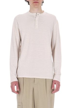 Roberto Collina Long-Sleeve Linen Jersey Henley T-Shirt
