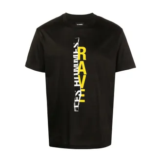 Les Hommes Tops, Heren, Zwart, L, Katoen, Logo Print T-shirt