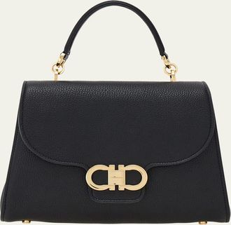 Ferragamo Double Gancio Leather Top-Handle Bag