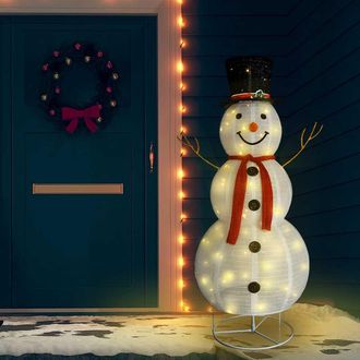 vidaXL Mu&ntilde;eco De Nieve De Navidad Con Luces Led Tela Lujosa 180 Cm Vidaxl
