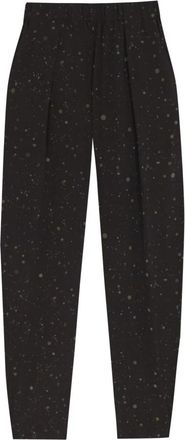 Cortana Kale- zijden stretch vlekkenprint broek - Dames - Broeken - Zwart - L - Broeken
