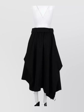 Yohji Yamamoto midi skirt belted waist drawstring detail