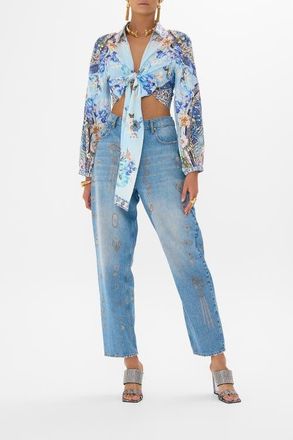 Camilla CROPPED WRAP SHIRT AL MANIAL PALACE MEMOIRS at Nordstrom, Size Large Au