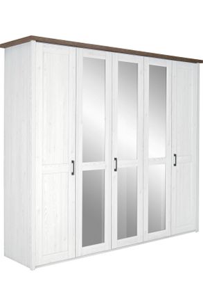 CARRYHOME Dreht&uuml;renschrank, Wei&szlig;, Tr&uuml;ffeleichefarben, Metall, 6 F&auml;cher, 241x212x62 cm, Beim&ouml;bel erh&auml;ltlich, Schlafzimmer, Komplette Schlafzimmer und Serien, Sch