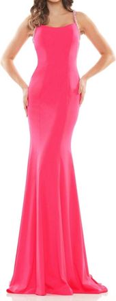 Colors Dress Scoopneck Lycra Gown In Poppy