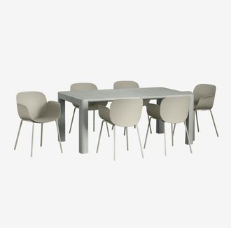 Sklum Sklum - Set De Mesa Rectangular (180x100 Cm) Arnadine Y 6 Sillas De Jard&iacute;n Lynette